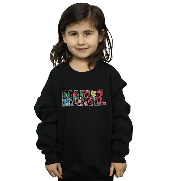 Marvel Comics Flickor Logotyp Karaktär Infill Tröja 5-6 År Black 5-6 Years