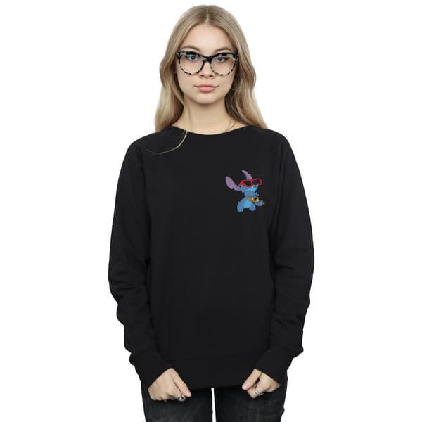 Disney Dam/Kvinnor Lilo Och Stitch Gitarr Sweatshirt S Svart Black S