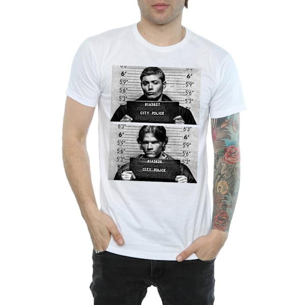 Supernatural Herr Winchester Mugshot Bomull T-shirt L Vit White L