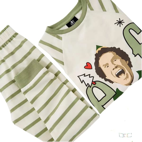 Elf Barn/Kids Raglan Långärmad Pyjamas Set 10-11 År White/Green 10-11 Years