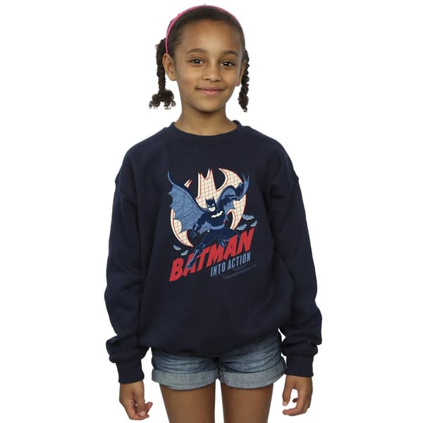 DC Comics Girls Batman Into Action Sweatshirt 7-8 år Marinblå Navy Blue 7-8 Years
