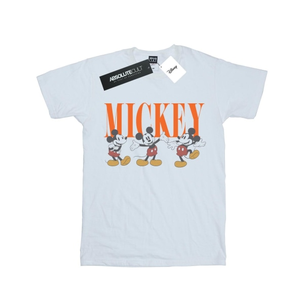 Disney Mickey Mouse poser för kvinnor/damer Bomullspojkvän T-Shir White L