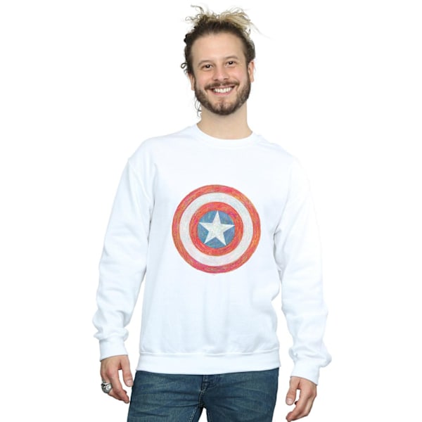 Marvel Herr Captain America Sketched Shield Sweatshirt 4XL Vit White 4XL