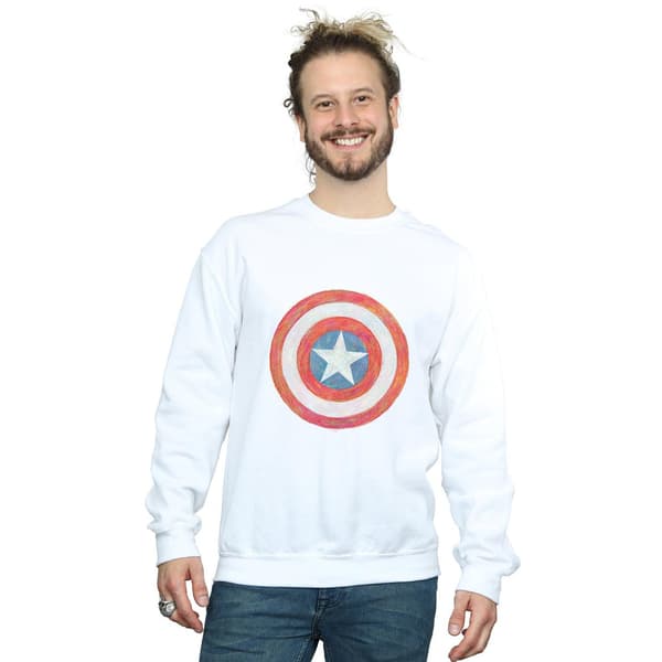 Marvel Herr Captain America Sketched Shield Sweatshirt L Marinblå B Navy Blue L