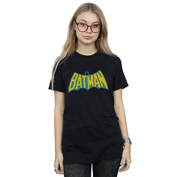 DC Comics Dam/Kvinnor Batman Crackle Logo Bomull Boyfriend T- Black M