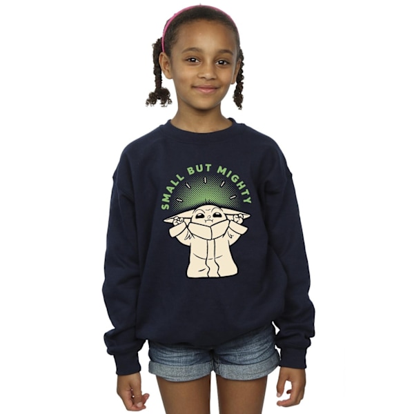 Star Wars Girls The Mandalorian Liten Men Mäktig Grogu Sweatshirt Navy Blue 9-11 Years