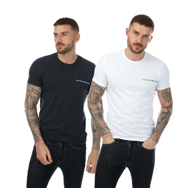 Emporio Armani Lounge T-shirt för män med rund hals (2-pack) S Vit White/Black S