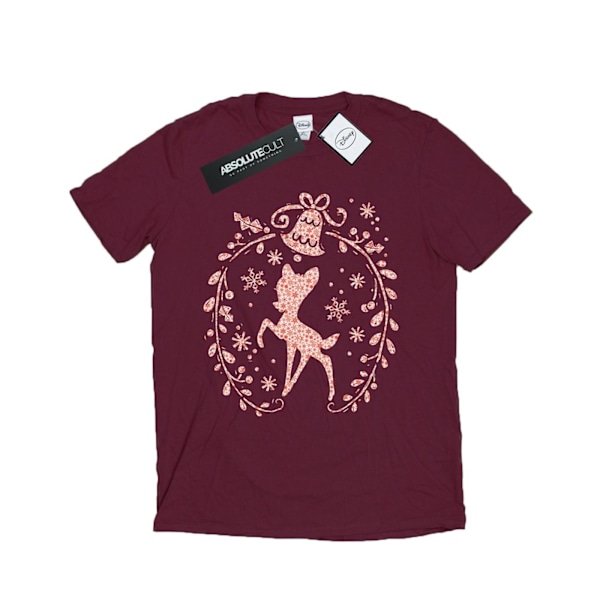 Disney Dam/Dam Bambi Julkrans Bomull T-shirt XXL Burgundy XXL