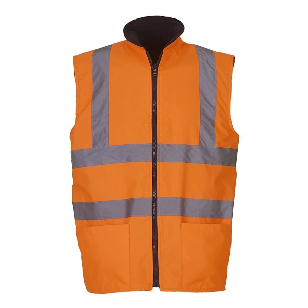 Yoko Hi-Vis Reversibel Fleeceväst / Jacka för Herr (2-pack) Hi Vis Orange 3XL