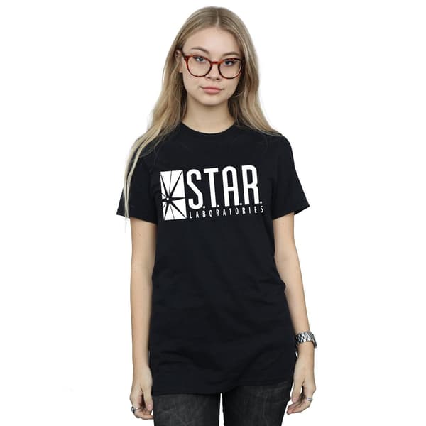 DC Comics Dam/Kvinnor The Flash STAR Labs Bomull Boyfriend T- Black XL