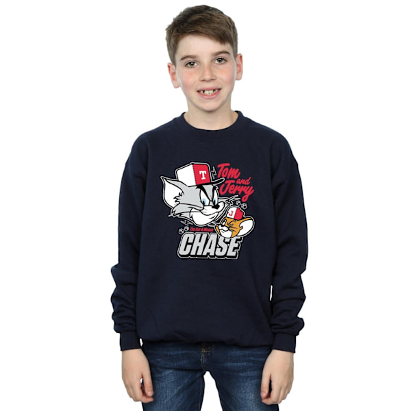 Tom Och Jerry Pojkar Katt & Musjakt Sweatshirt 12-13 År Marinblå Navy Blue 12-13 Years