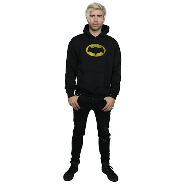 DC Comics Herr Batman TV-serie Distressed Logo Hoodie 3XL Svart Black 3XL