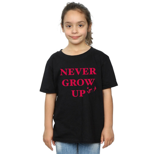 Disney Girls Peter Pan Never Grow Up Bomull T-shirt 7-8 år B Black 7-8 Years