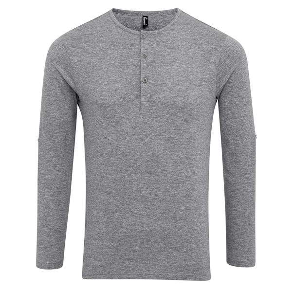 Premier Mens Long John Roll Sleeve Tee M Grey Marl Grey Marl M