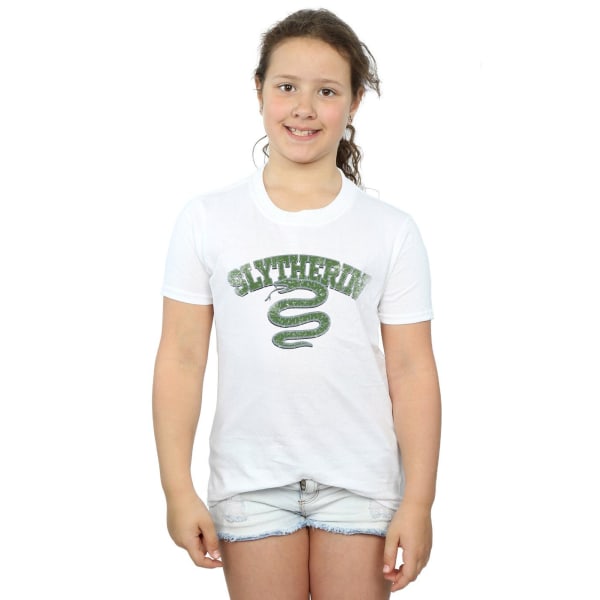 Harry Potter T-shirt i bomull med sportmärke för flickor i Slytherin, 5-6 år White 5-6 Years