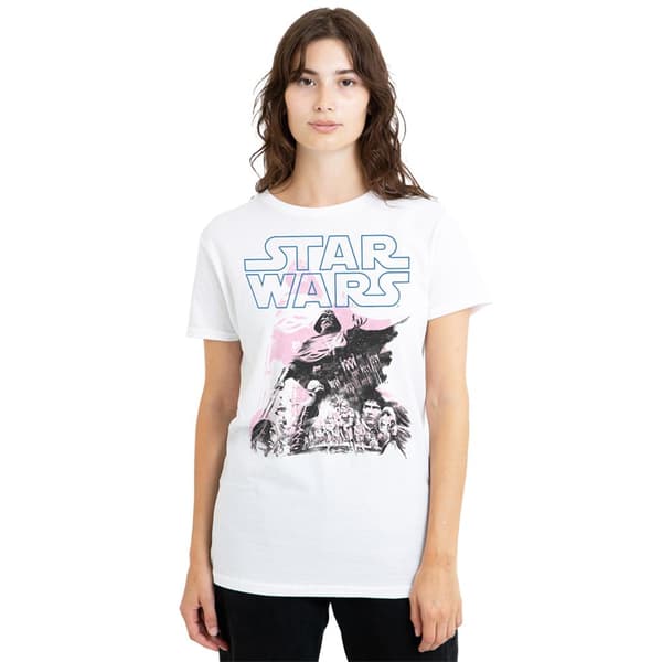 Star Wars Dam/Dam Darth Vader Retro Affisch T-Shirt M Vit White M