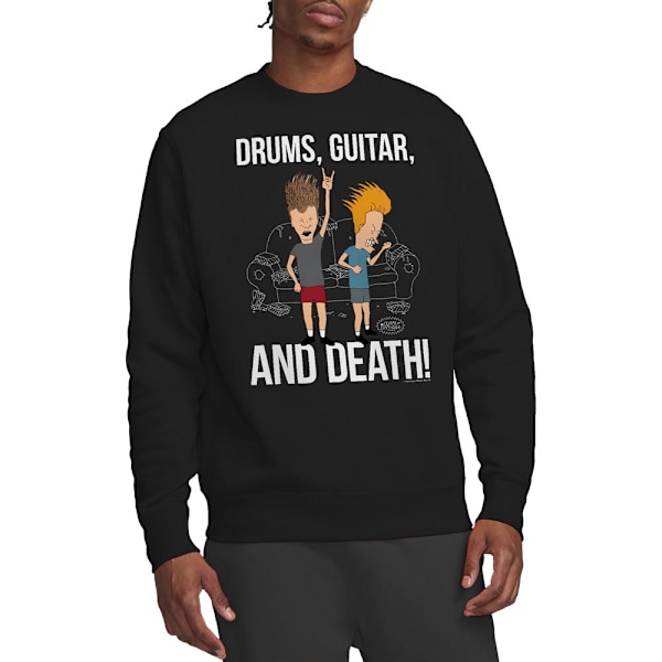 Beavis & Butthead Unisex Vuxen Trummor Gitarr & Död Sweatshirt Black XL