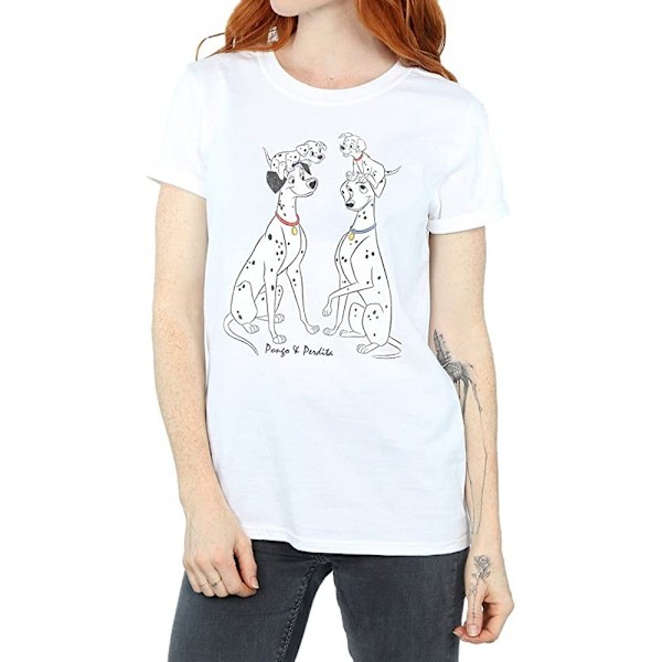 101 Dalmatiner Dam/Kvinnor Pongo Och Perdita Bomull Boyfriend White S