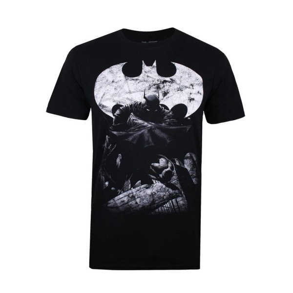 Batman Mens Dark Knight bomull T-shirt S Svart/Vit Black/White S