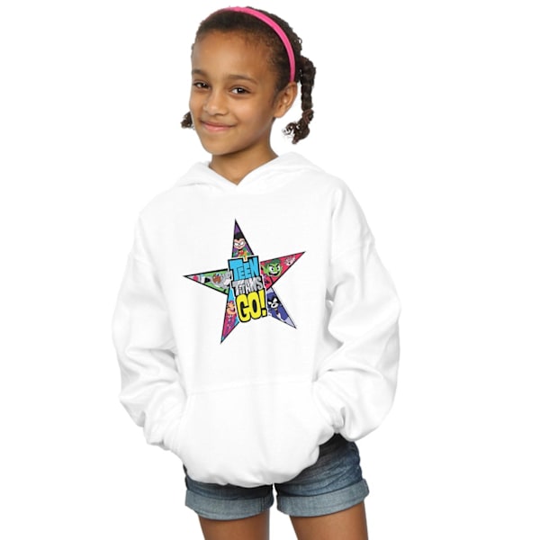 DC Comics Girls Teen Titans Go Star Logo Hoodie 7-8 år Vit White 7-8 Years