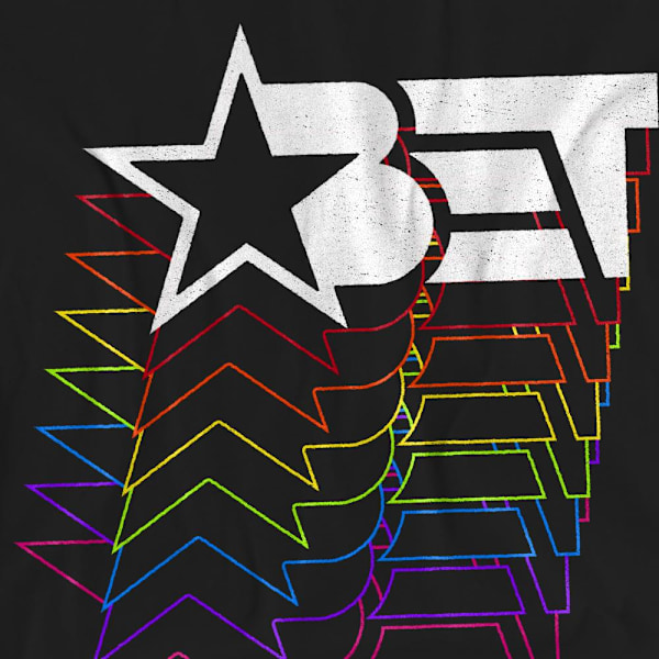 BET Unisex Vuxen Cascading Rainbow Logo T-Shirt S Svart Black S
