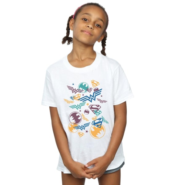 DC Comics Girls Justice League Flytande Ikoner Bomull T-shirt 5- White 5-6 Years