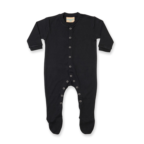 Larkwood Baby Unisex Plain Long Sleeved Sleepsuit 6 Svart Black 6