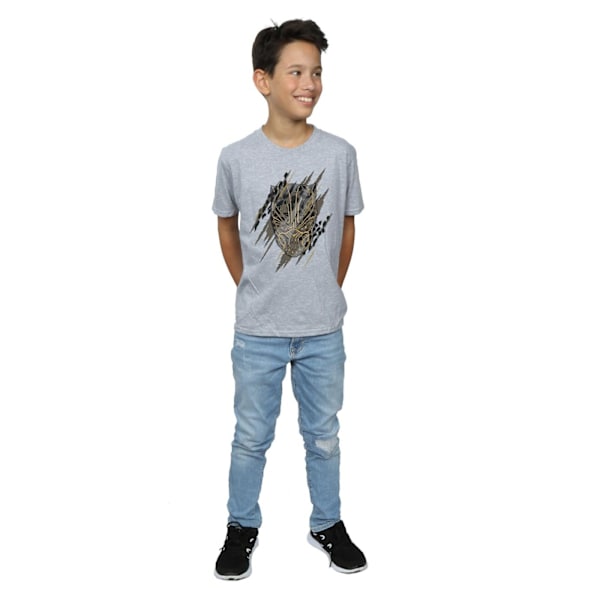 Marvel Boys Black Panther Gold Head T-Shirt 7-8 år Sports Grå Sports Grey 7-8 Years