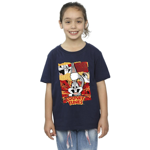 Looney Tunes Girls Bugs Rabbit Comic Nyår Bomull T-shirt 7- Navy Blue 7-8 Years