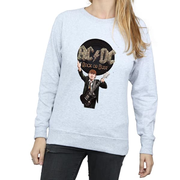 AC/DC Dam/Dam Rock Or Bust Angus Young Sweatshirt S Heath Heather Grey S