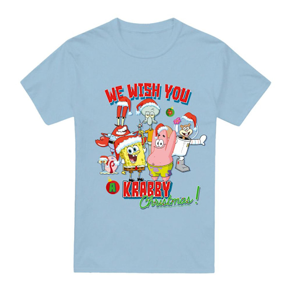 SvampBob Fyrkant Herr Vi Önskar Dig En Krabby Jul! T-Sh Light Blue L