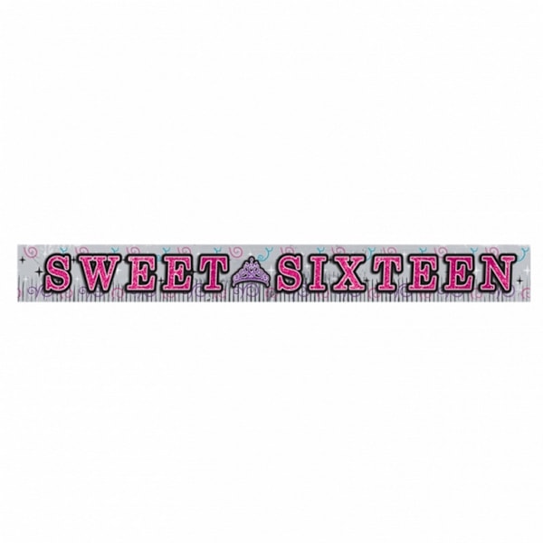 Amscan Sweet 16 födelsedagsfest fransad glitterbanderoll 2,5 m rosa Pink/Silver 2.5m