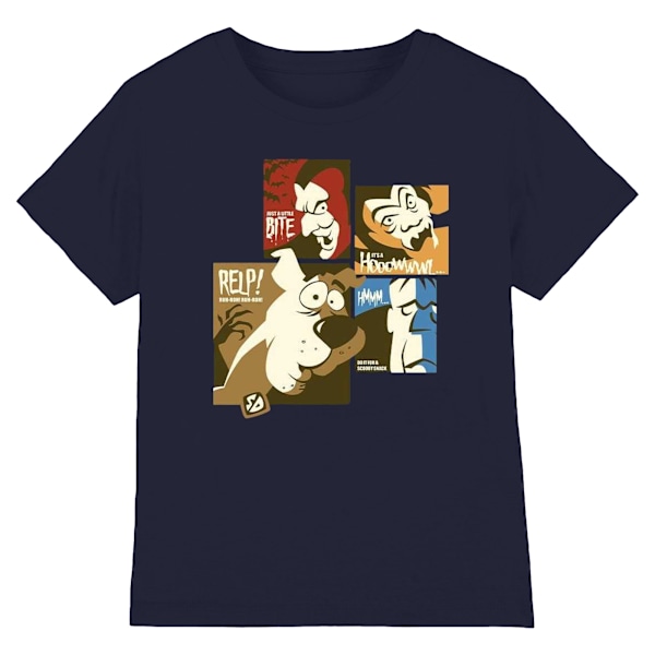 Scooby Doo Herr T-shirt med Rutor och Ansikten i Bomull XXL Marinblå Navy Blue XXL