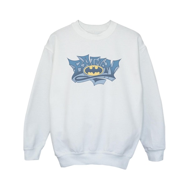 DC Comics Boys Batman Graffiti Logo Sweatshirt 12-13 år Vit White 12-13 Years