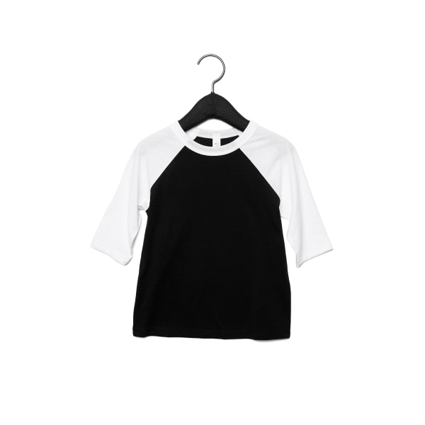 Bella + Canvas Youths 3/4-ärmad baseball T-shirt S Vit/svart White/Black S