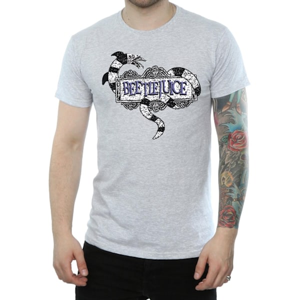 Beetlejuice Sandworm Logo T-shirt XXL Sports Grey för män Sports Grey XXL