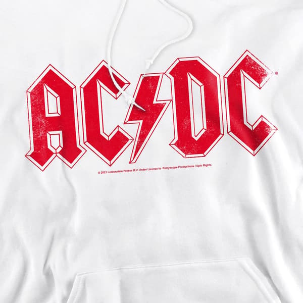 AC/DC Herr Logotyp Hoodie S Vit White S