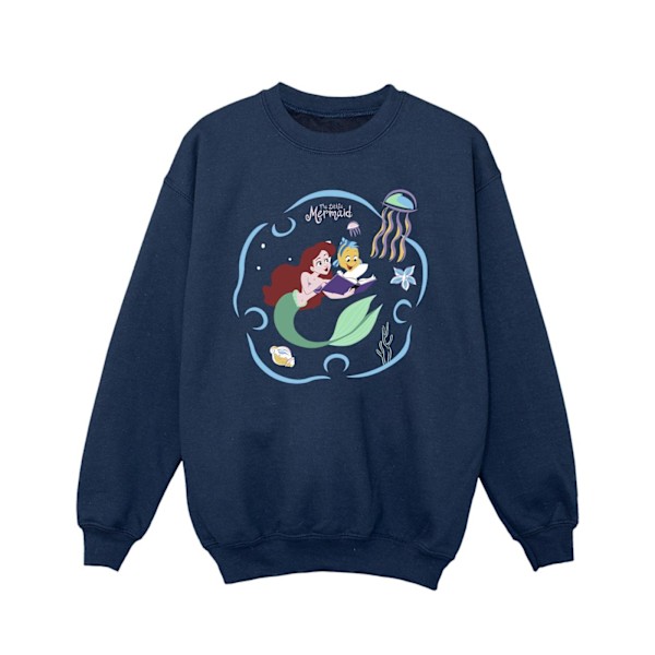 Disney Girls The Little Mermaid Läser En Bok Sweatshirt 7-8 År Navy Blue 7-8 Years