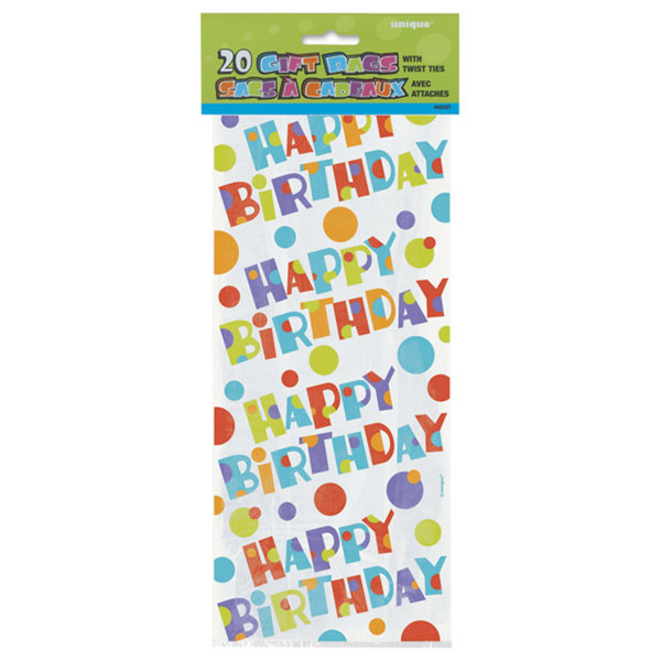 Unika partybubbliga födelsedagscelloväskor (paket med 20) One Size M Multicoloured One Size