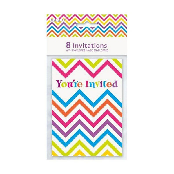 Unika Chevron-inbjudningar till fest (8-pack) En storlek Flerfärgad Multicoloured One Size