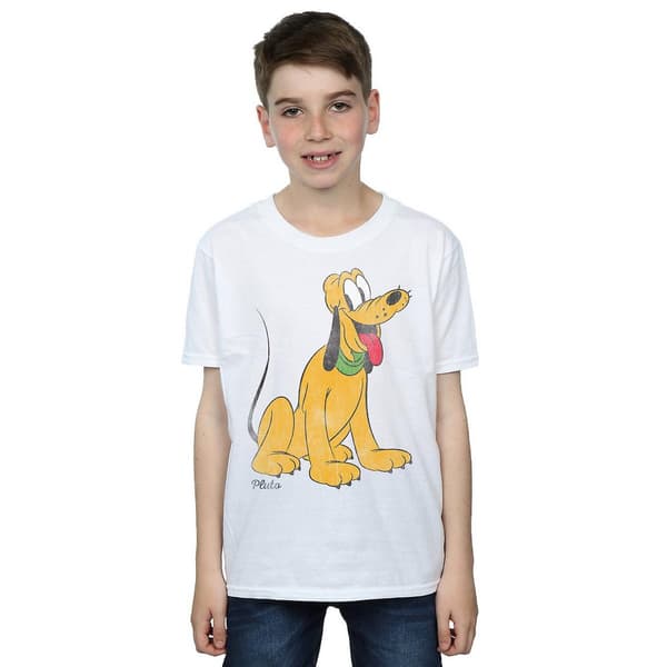 Disney Pojkar Klassisk Pluto Bomulls T-Shirt 9-11 År Vit White 9-11 Years