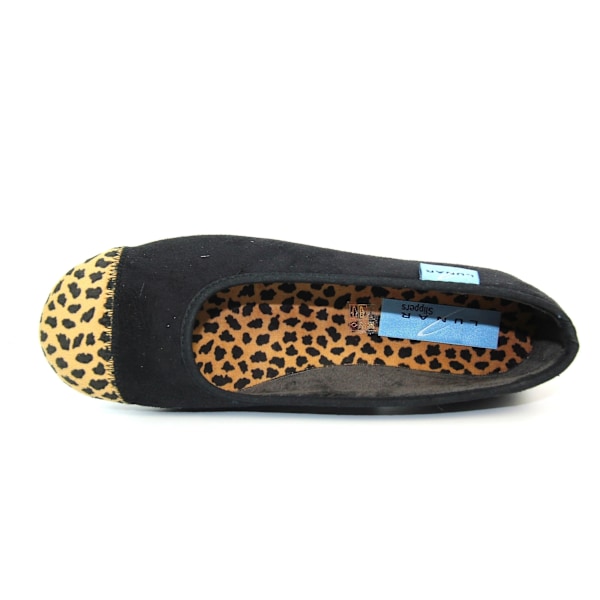 Lunar Dam/Dam Jessie Leopardmönstrade Tofflor 7 UK Svart Black 7 UK