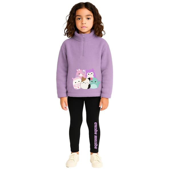 Squishmallows Flickor Borg Half Zip Loungewear Set 4-5 År Lila Purple/Black 4-5 Years