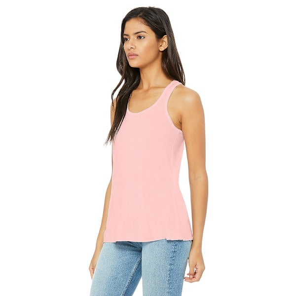 Bella + Canvas Dam/Kvinnor Racerback Flowy Tank Top M Soft Pi Soft Pink M