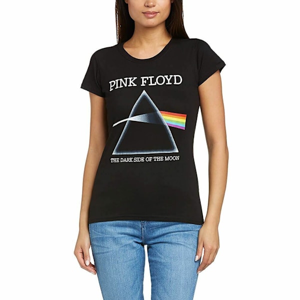 Pink Floyd Dam T-shirt för kvinnor/damer Dark Side Of The Moon Refract Black S