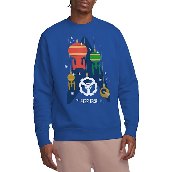 Star Trek Unisex Vuxen Rymdskepp Julgranskula Jultröja M Royal Blue M