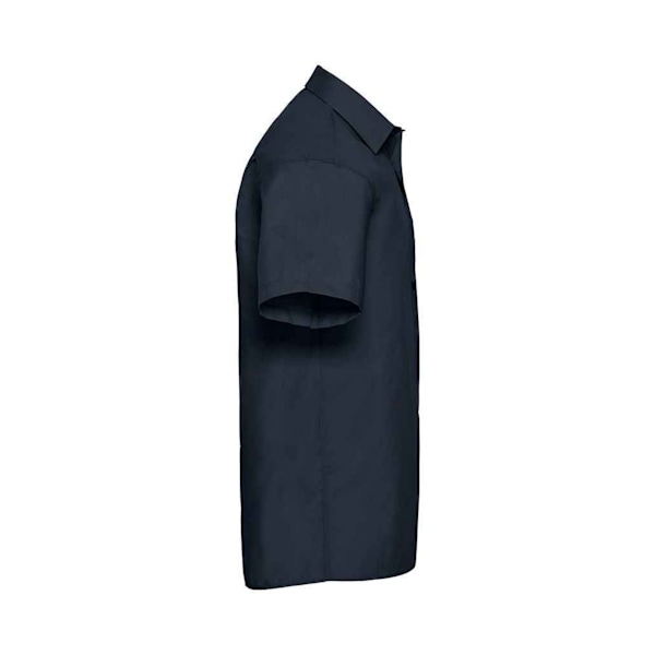 Russell Collection Herr Poplin Easy-Care Kortärmad formell skjorta French Navy 17in-17.5in