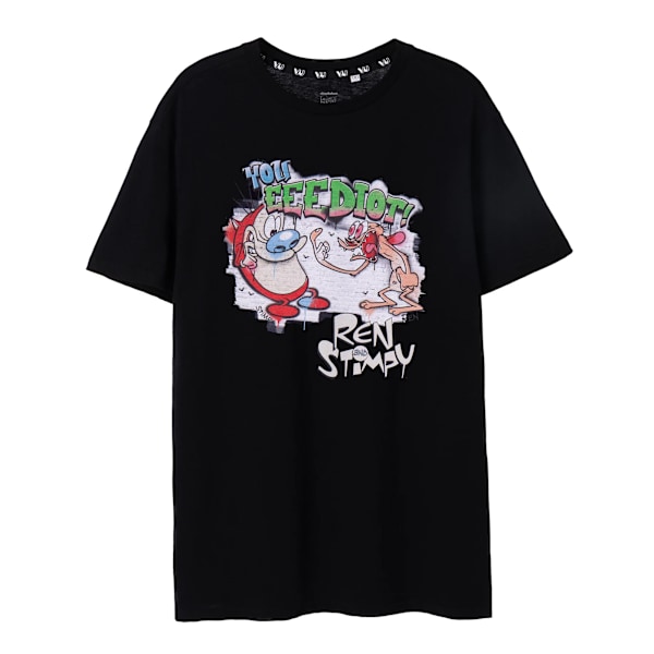 Ren & Stimpy Graffiti T-shirt för män, kortärmad, 3XL, svart Black 3XL