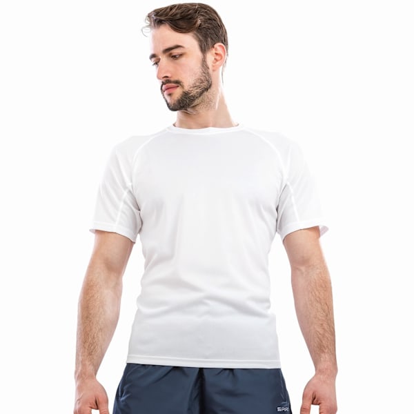 Spiro Herr Quick-Dry Sports Kortärmad Performance T-Shirt M White M