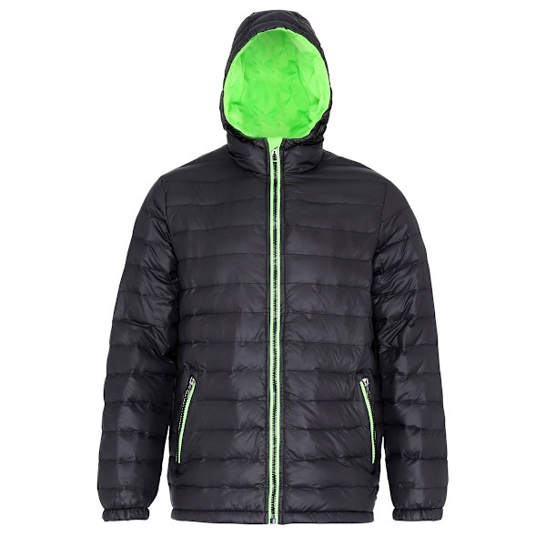 2786 Herr Vattentät & Vindtät Vadderad Jacka med Luva XS Svart/ Black/Lime XS